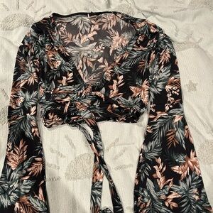 Windsor Black and Pink Floral Wrap Blouse